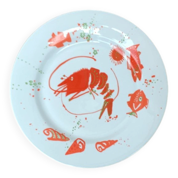 Assiette Vintage Postmoderne en Porcelaine avec Décor de Subvention par René Fehr pour Lengsfeld Porzellan, années 1990