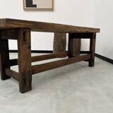 Old restored oak workbench
