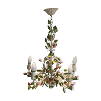 Painted metal plant chandelier