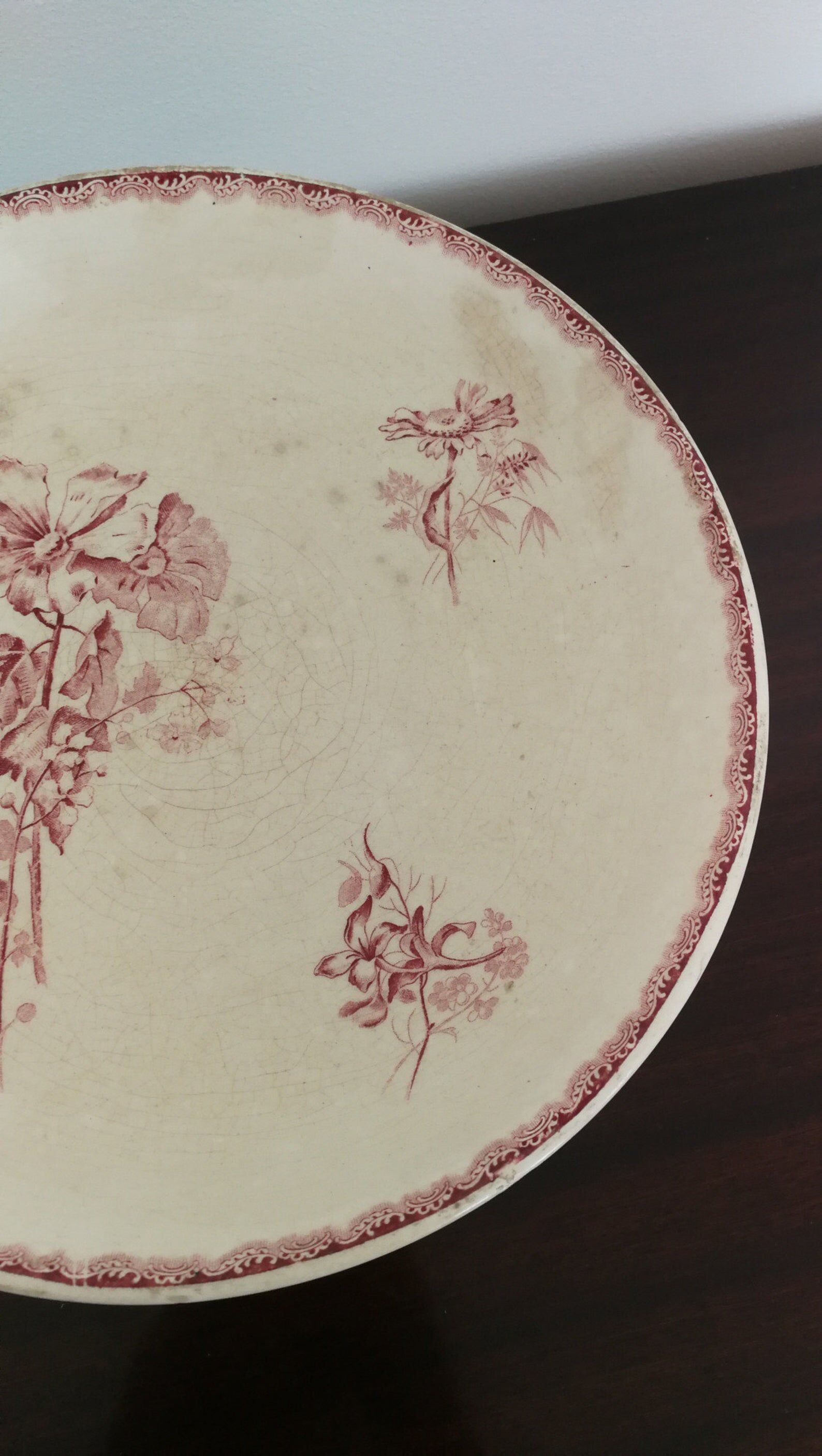 HB Compotier - Provençal Co. Terre de Fer Rouge Flowers Vintage Cake Dish