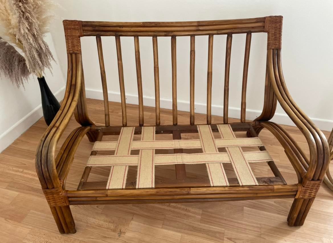 2-seater rattan bench