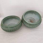 Set of 2 ceramic planters (plant pots) signed GPA made in France