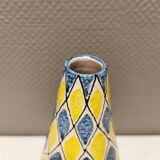 Vase italien à motif Arlequin dans un beau jaune/bleu