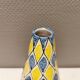 Italian vase with Harlequin pattern in beautiful yellow/blue
