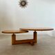 Table basse en bois à 2 plateaux ajustables, Roche Bobois années 80