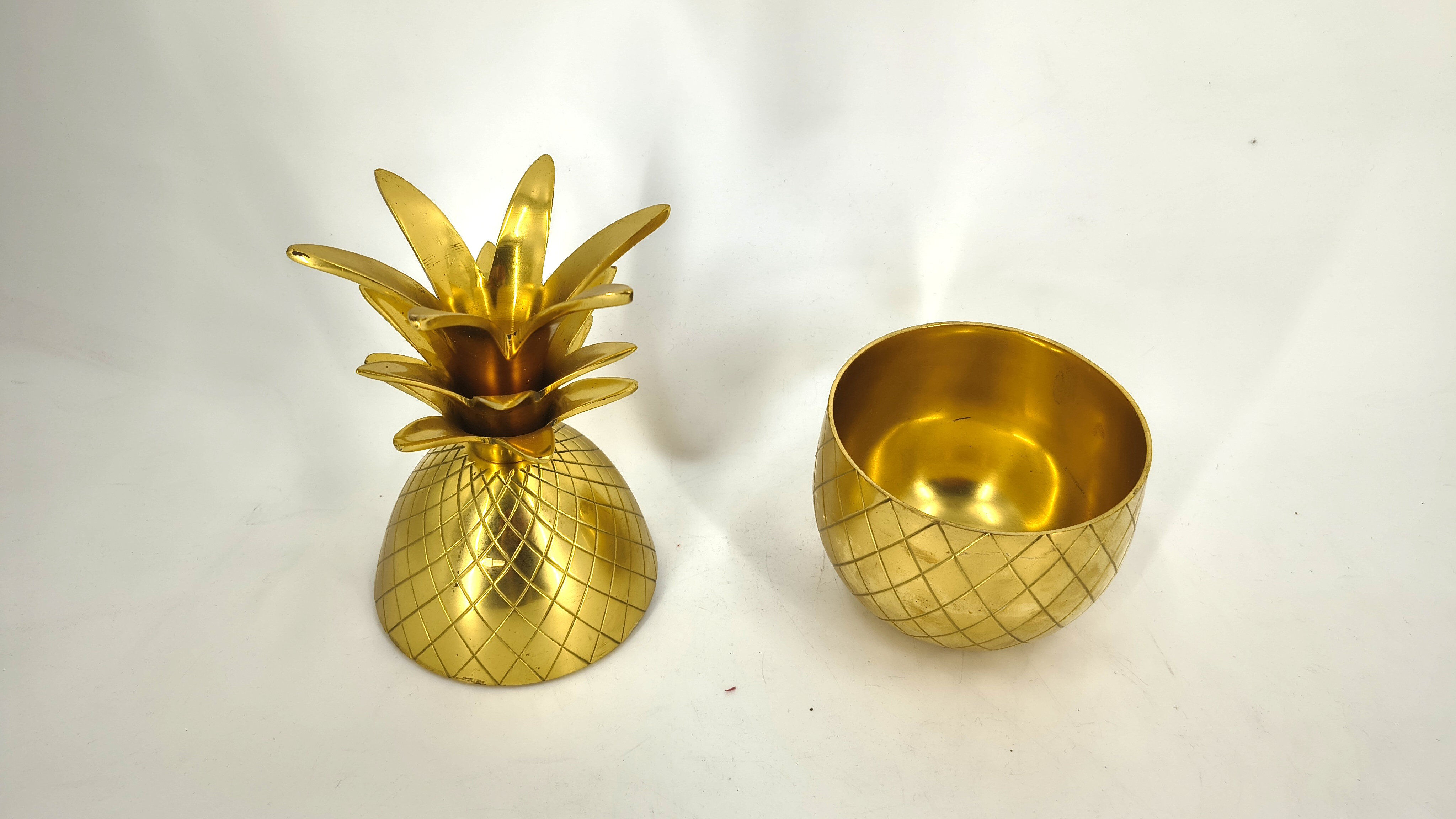 Vintage brass pineapple ice bucket, 1970s