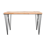 Console en bois avec pieds en métal noir