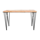 Wooden console with black metal legs