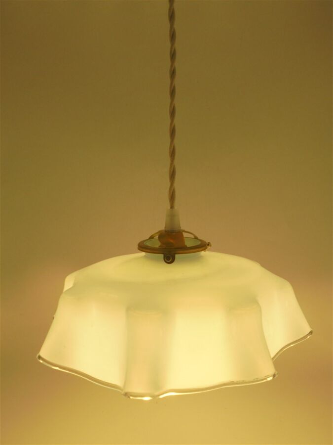 Blue opaline hanging lamp