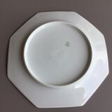 Set of 6 dessert plates in white Limoges porcelain octagonal shape