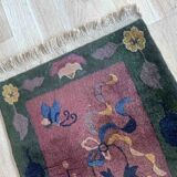 Chinese Art Deco handmade antique carpet 64cm x 128cm 1920s