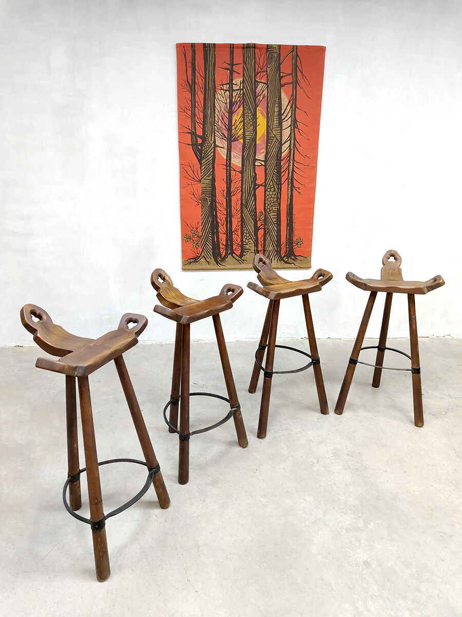Tripod vintage brutalist spanish barstools