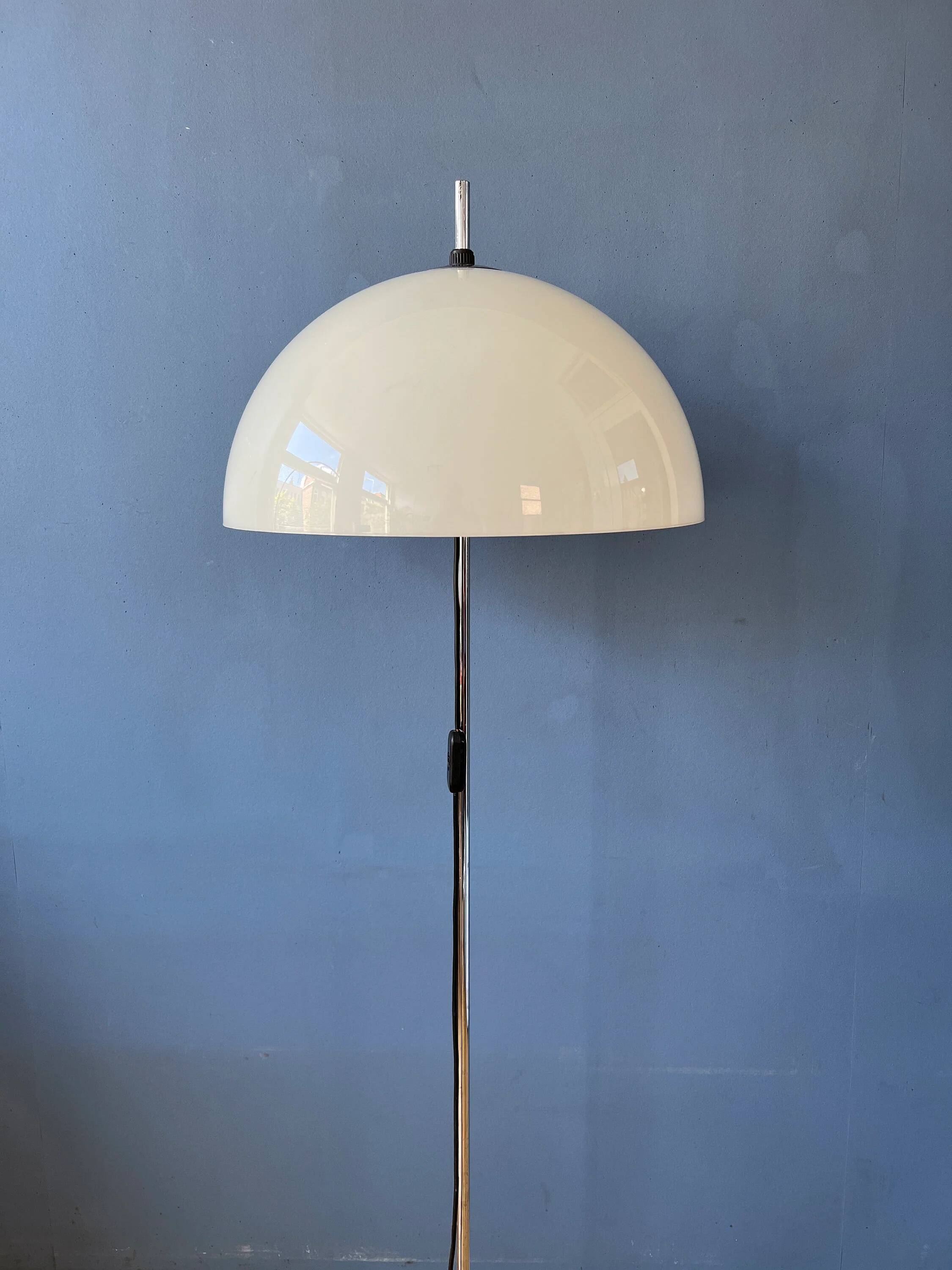 Vintage Dijkstra mushroom floor lamp with white acrylic glass shade.