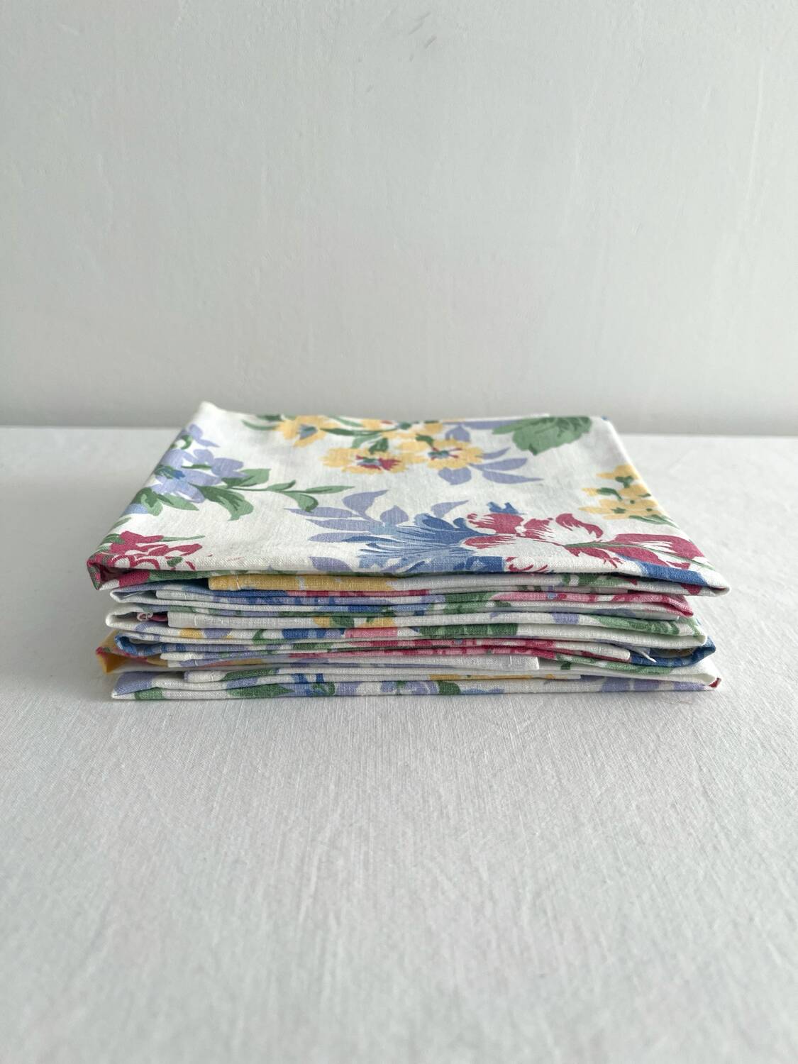 6 serviettes de table à fleurs en coton vintage