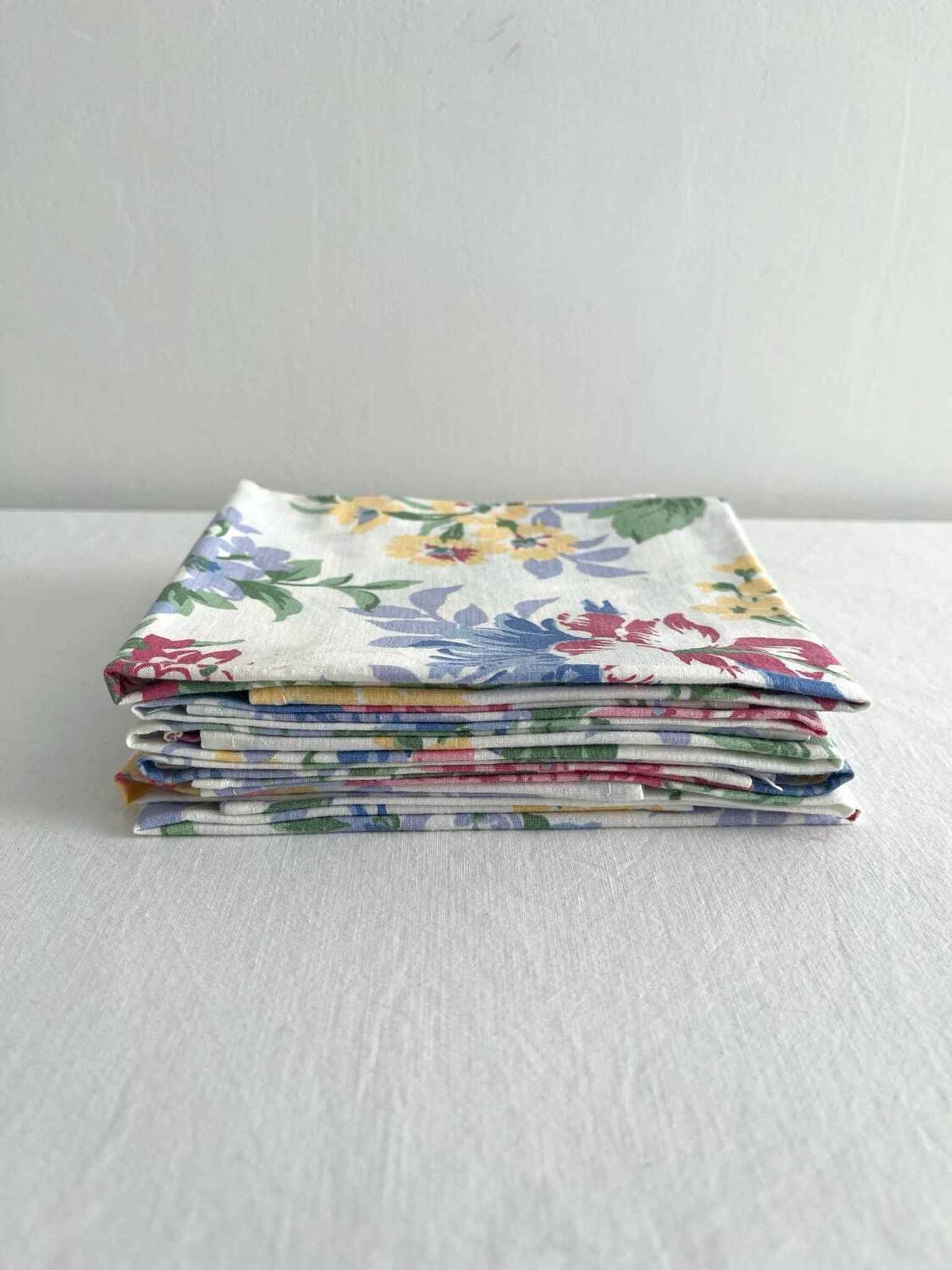 6 serviettes de table à fleurs en coton vintage