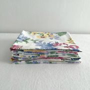 6 serviettes de table à fleurs en coton vintage
