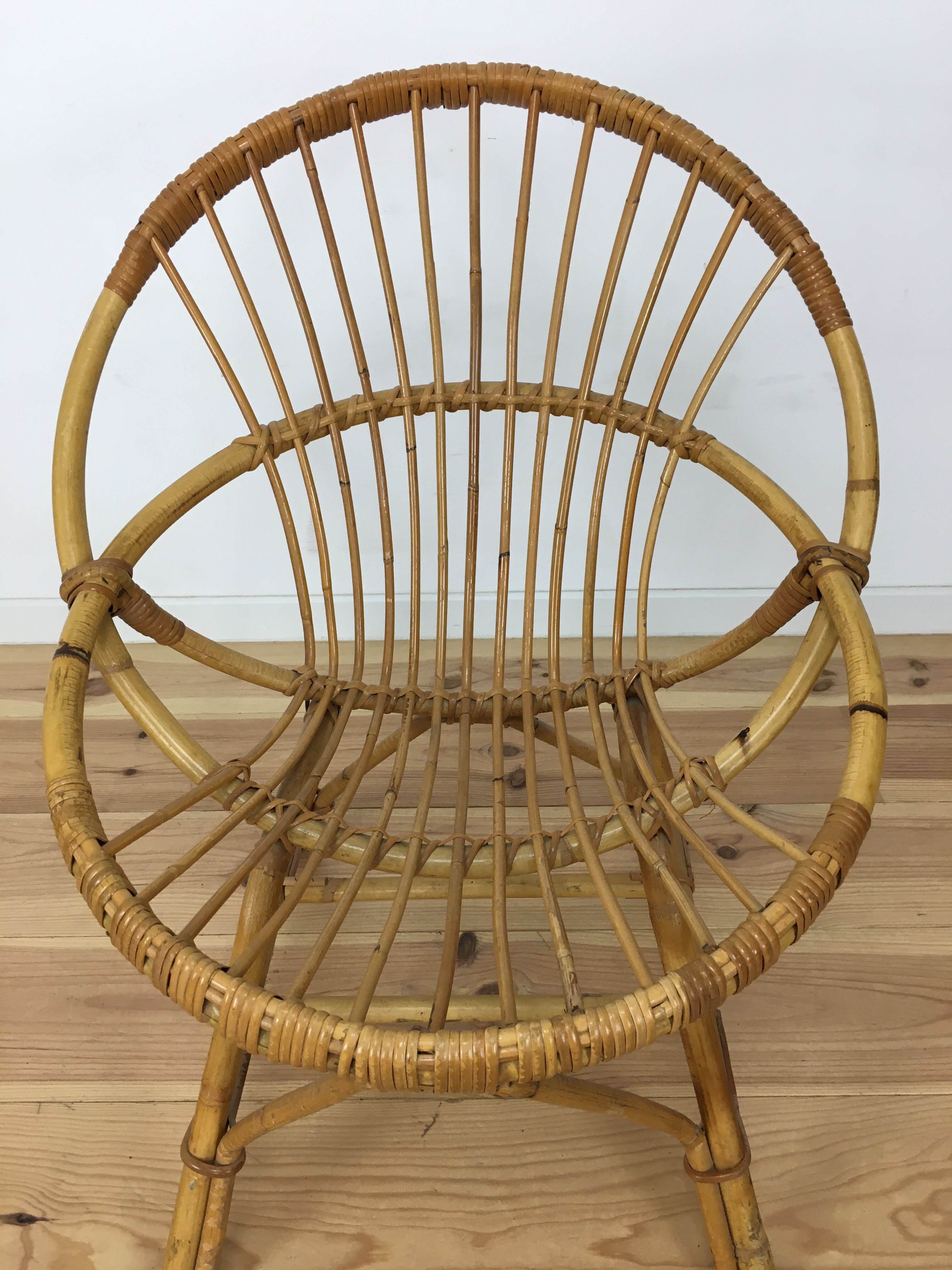 Rattan basket armchair