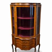 Antique Louis XV style display cabinet with marquetry, circa 1900.