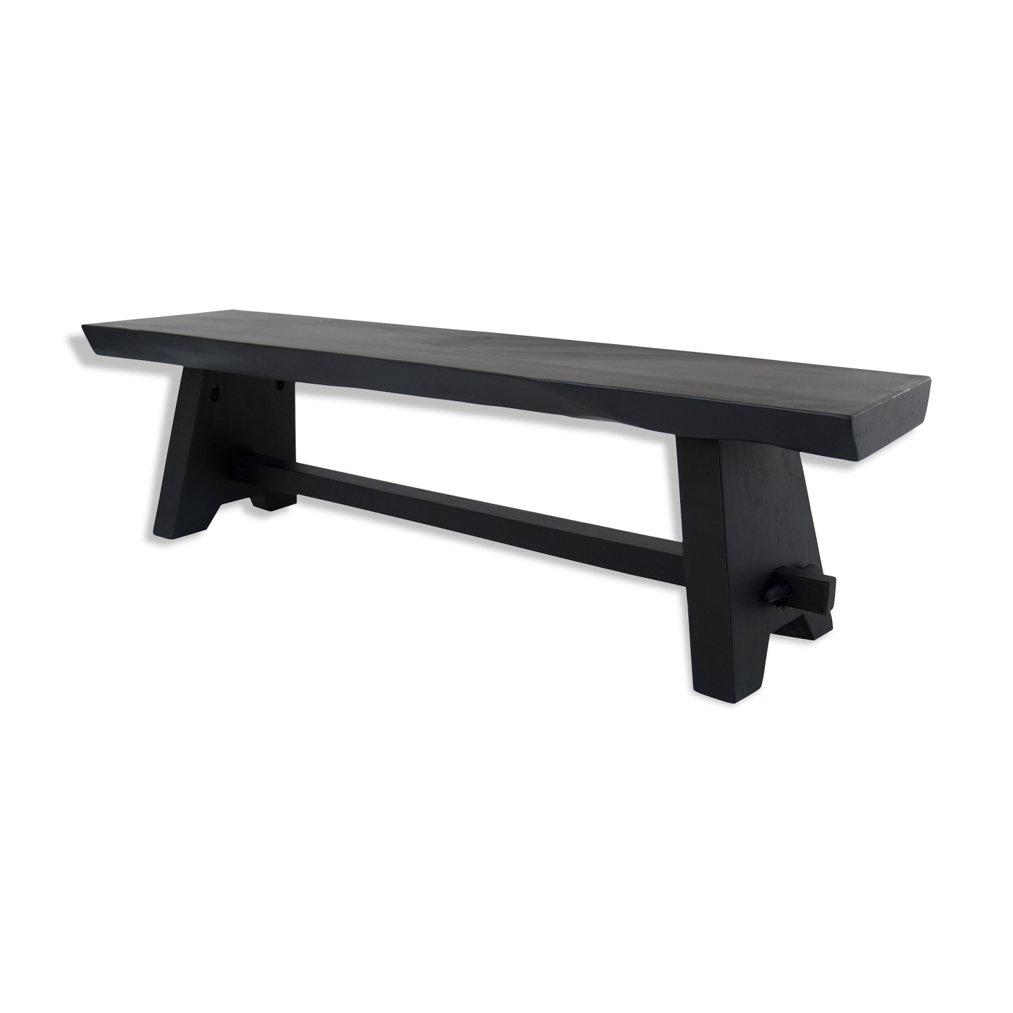 Black tinted solid wood bench
