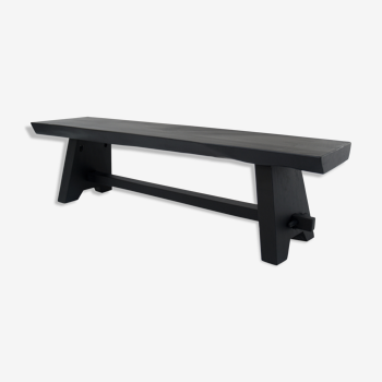 Black tinted solid wood bench