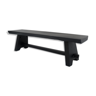 Black tinted solid wood bench