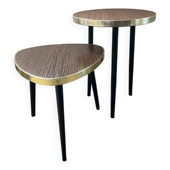 Duo of vintage Formica side tables from the 60s and 70s