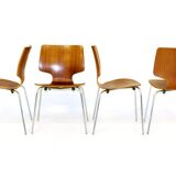 Set of 4 teak and metal chairs, Denmark, 1950