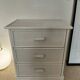 Vintage cane chest of drawers with 3 drawers - white patinated wood - seaside spirit