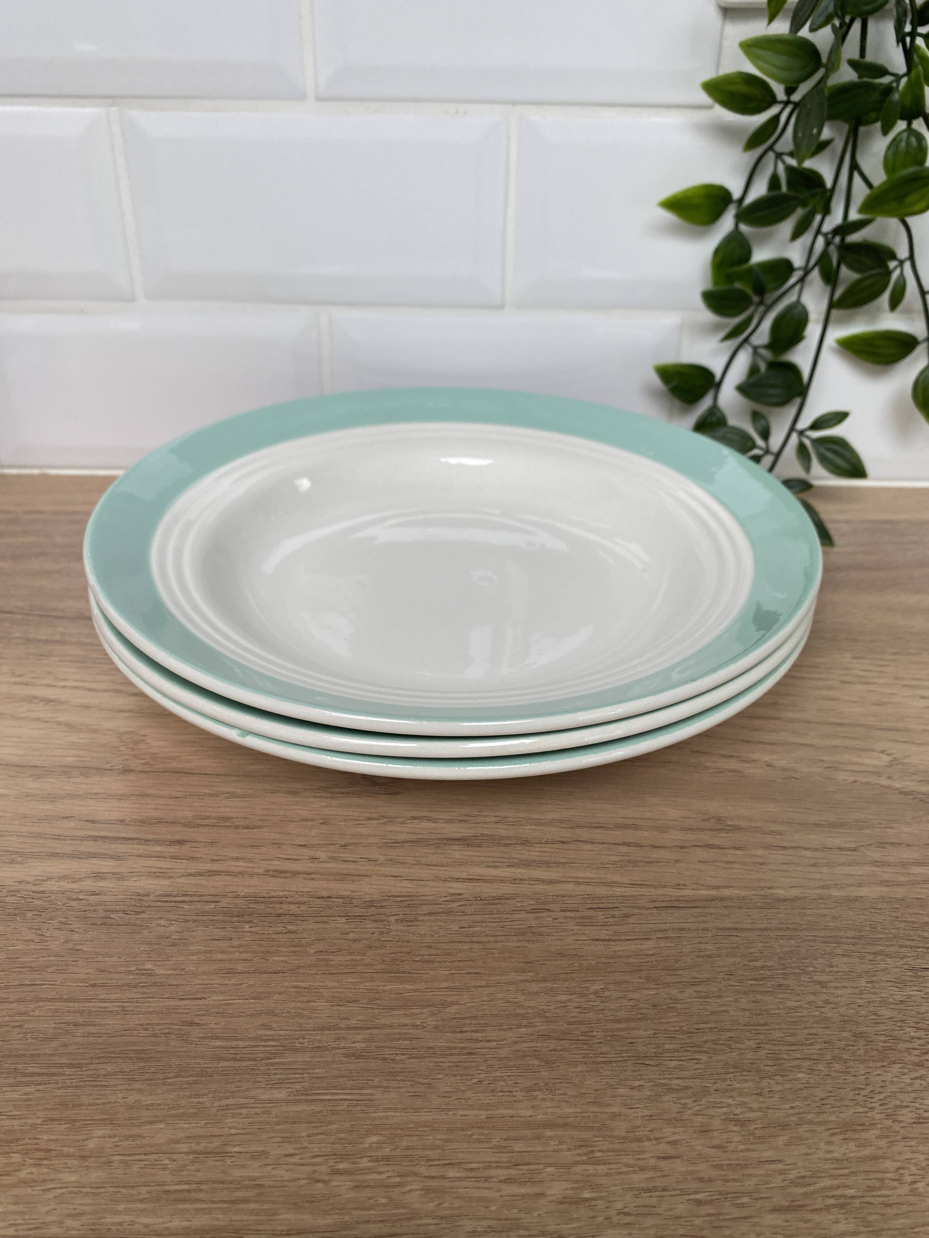 Set of 3 St Amand earthenware soup plates