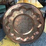 Moroccan copper table on wooden base