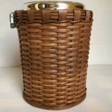 Old wicker rattan ice bucket