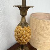 Lampe de table ananas céramique et laiton 1950