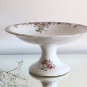 Antique dish, polychrome ironstone compote dish, “Guirlandes” model from the