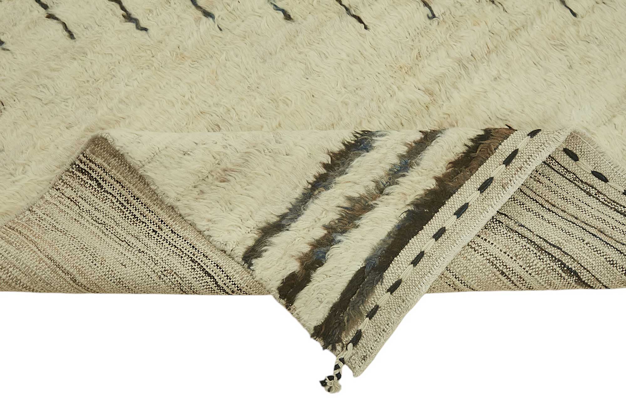 Handmade Tribal Decorative 267 cm x 305 cm Beige Wool Carpet