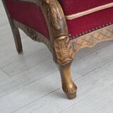 1930s, Danish 3-seater sofa, red furniture velour, furniture mesh.