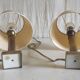 Table lamps in gilded brass with paper shades - mid 20th century.