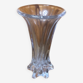 Ancien vase cristallerie de vannes verre moulé vintage