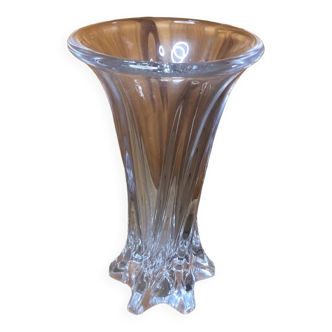 Old VANNES Crystal Vase Vintage Molded Glass #A410