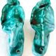 xPair of Handcrafted Teal Enameled Door Handles by Gabbianelli, Albisola, I