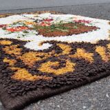 Vintage wool curly carpet floral pattern 120x69cm