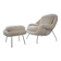 Womb Chair and Ottoman in fluffy white fabric by Eero Saarinen