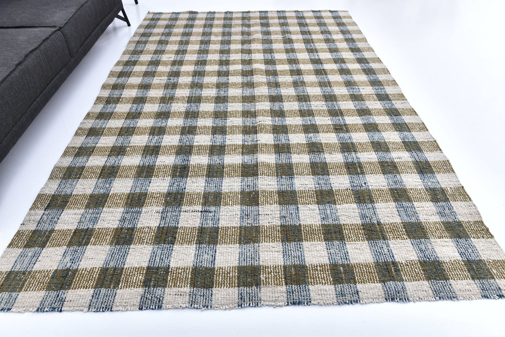 290x190 cm indigo blue mustard kilim carpet, wool made kilim rug.