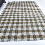 290x190 cm indigo blue mustard kilim carpet, wool made kilim rug.