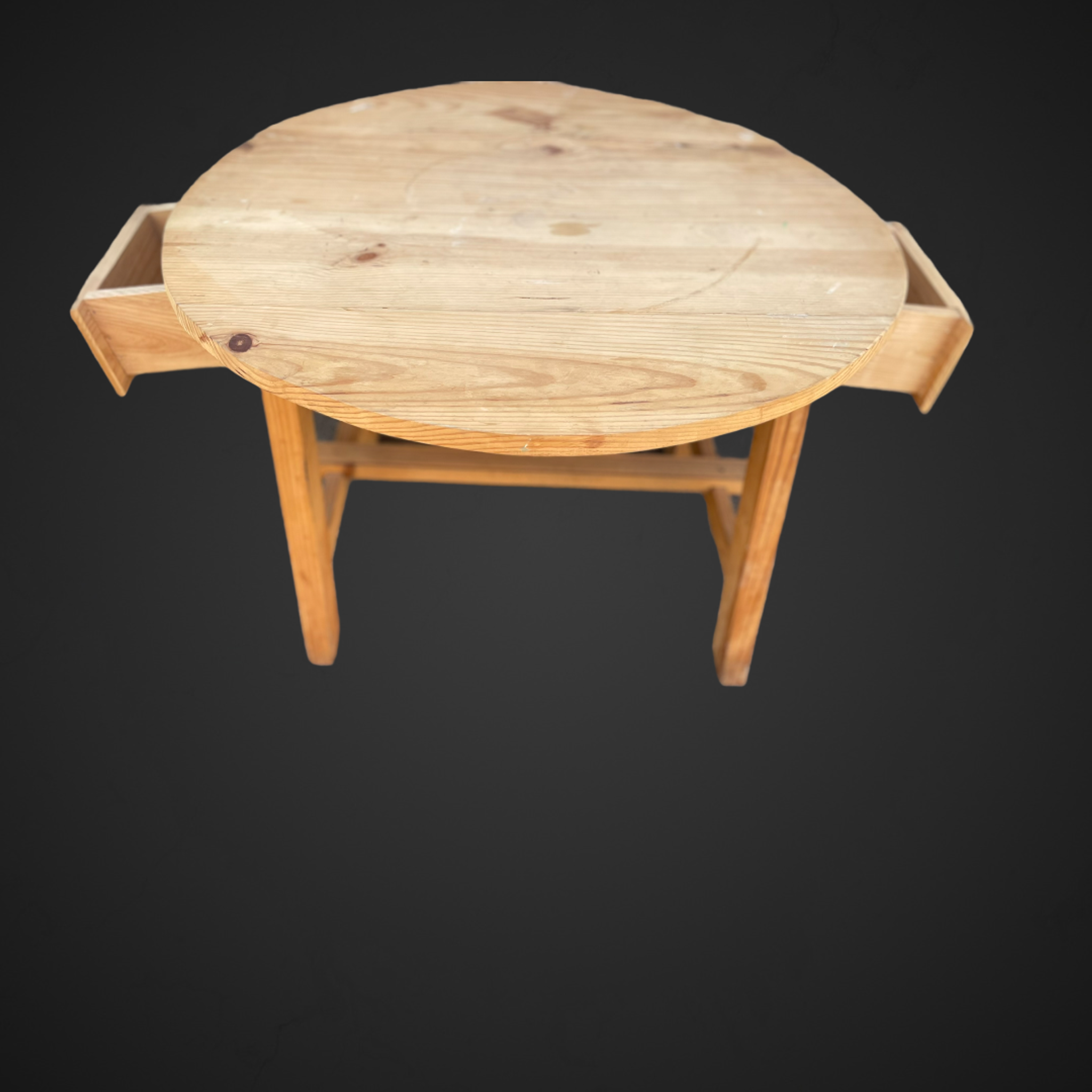 Table Ronde avec Abattants Rustiques et 2 Tiroirs