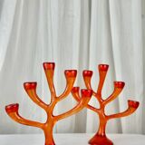 Vintage coral candlesticks, 1970s