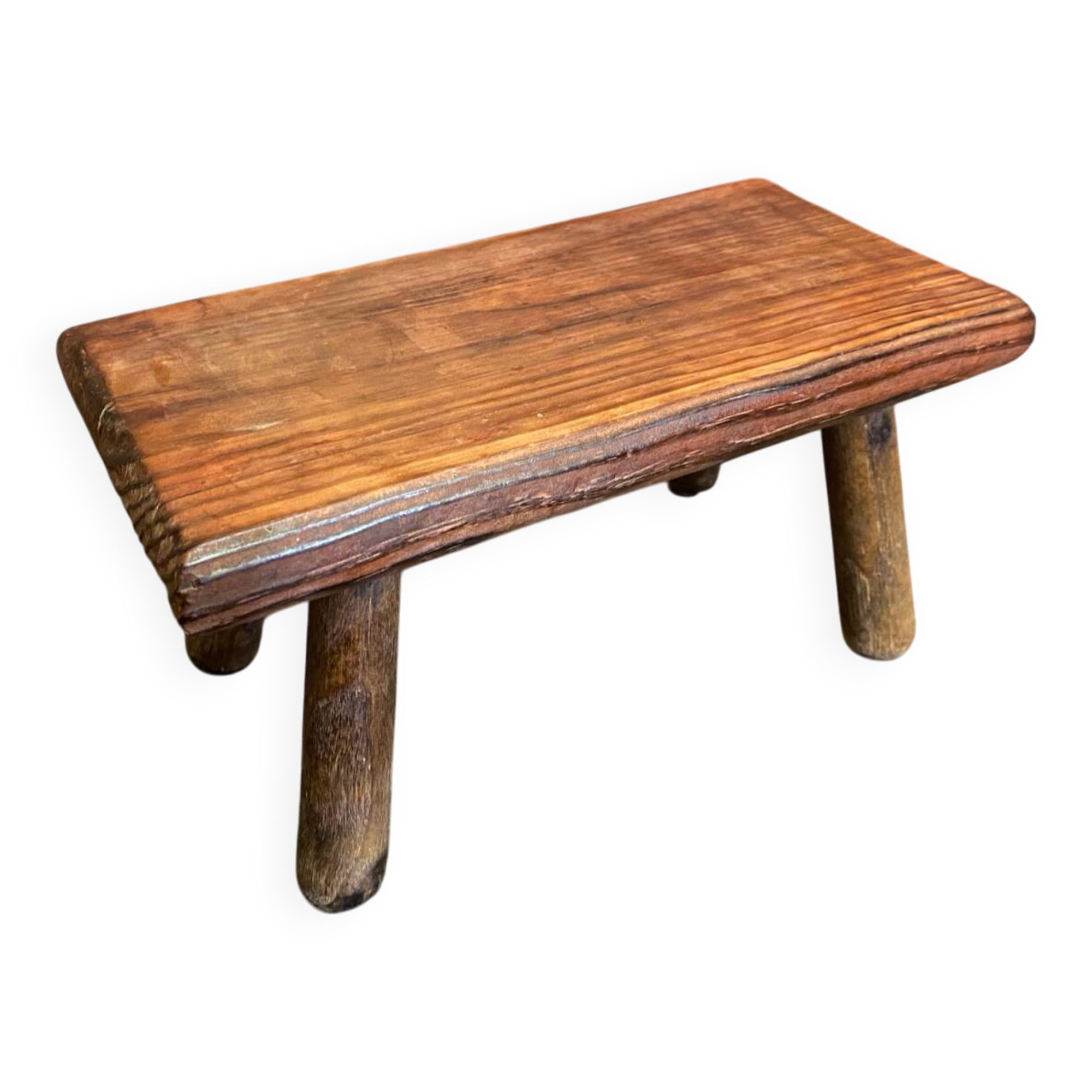 Brutalist Footstool Vintage Chalet Old Solid Wood #D62