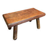 Brutalist Footstool Vintage Chalet Old Solid Wood #D62