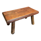 Brutalist Footstool Vintage Chalet Old Solid Wood #D62