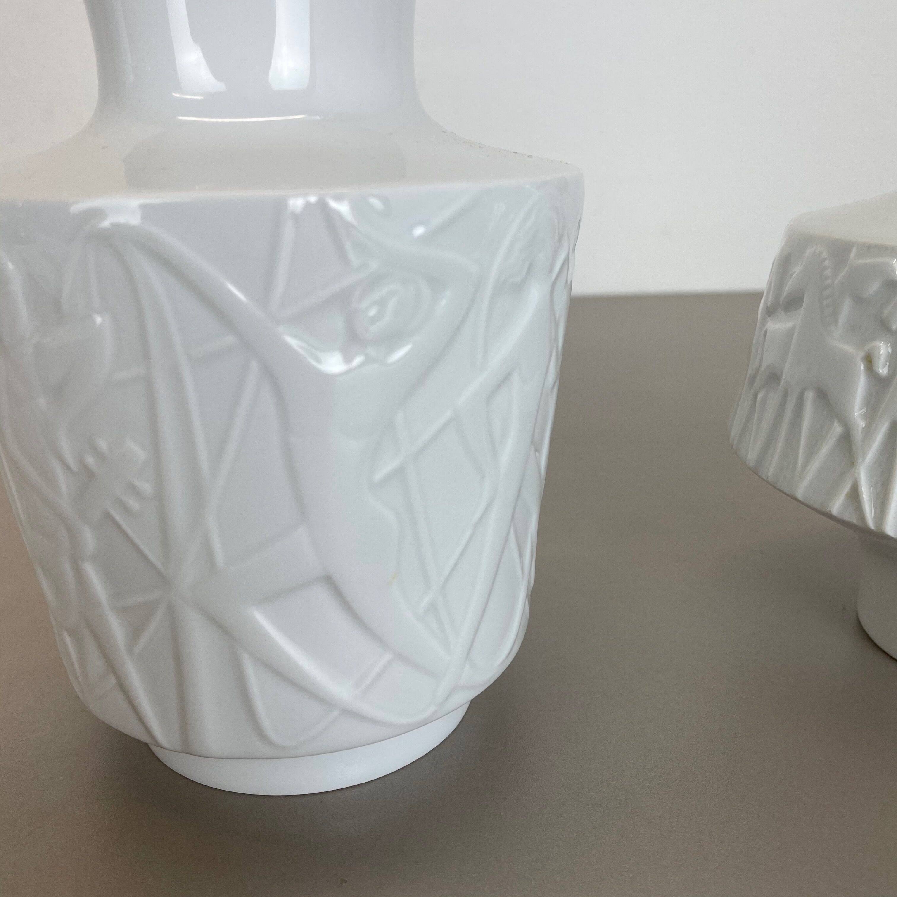 Set of 2 OP Art Biscuit Porcelain Vases by Edelstein Bavaria, Germany, 1970s