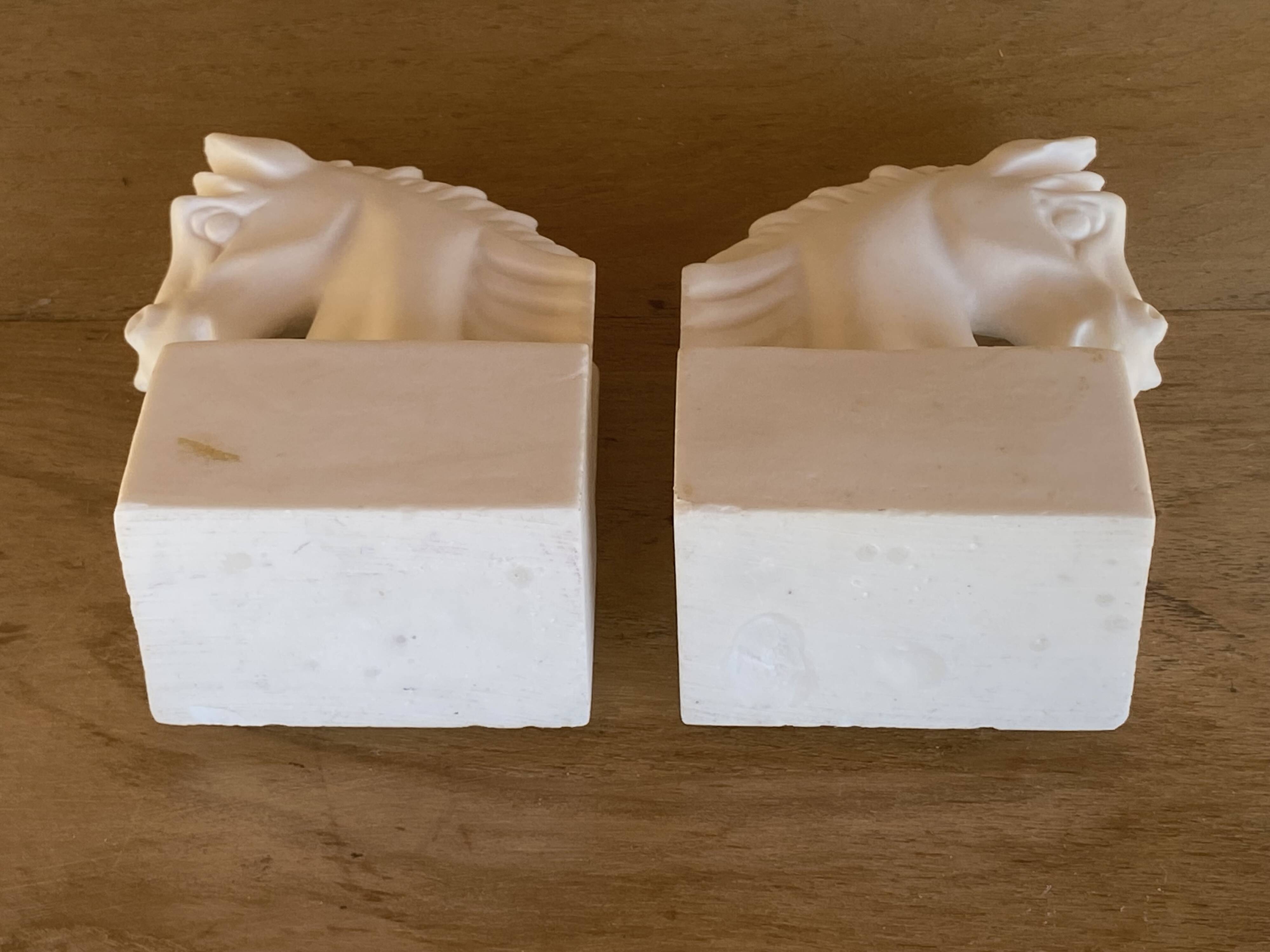 Pair of horse head bookends natural stone